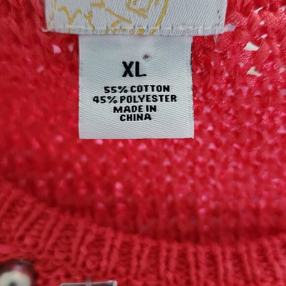 Ruby Rd. Favorites Geranium Sweater With Fringe and Decorative Beads sz X-Large - Picture 6 of 10